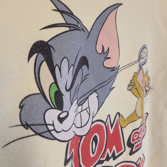 Tom and Jerry Crewneck Pullover Sweatshirt  - Women's Large - Yellow - Vintage - Picture 2 of 11